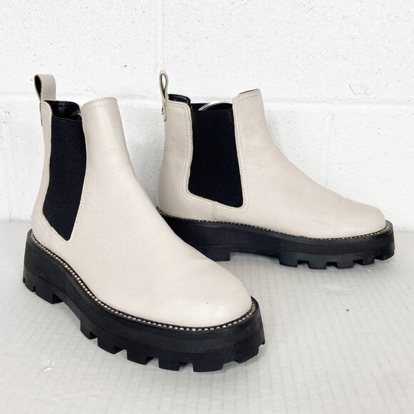 Karl Lagerfeld Lug Sole Boot Mayde White Leather Chunky Sole Size 7 - Picture 1 of 10